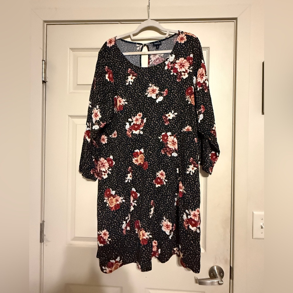 Torrid Rayon Blend Floral Challis Shift 3/4 Sleeve Dress Size 3XL